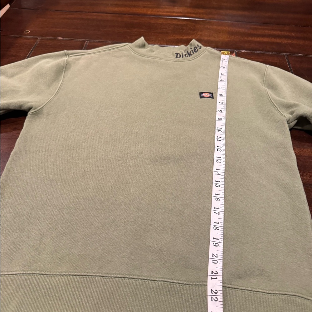 Dickies Olive Green Crewneck Sweatshirt Mock Neck Logo Size S - Picture 5 of 8
